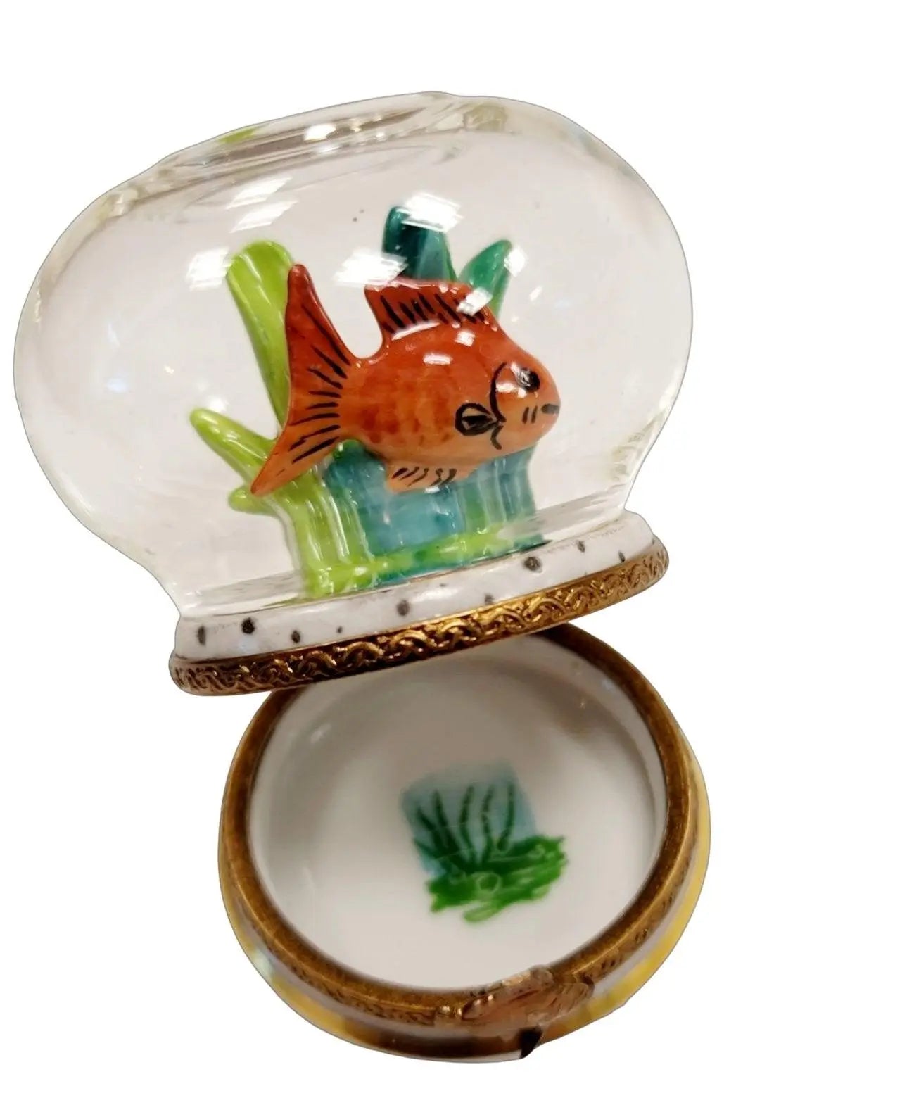 Goldfish Bowl Limoges Treasure Porcelain Limoges fish French Trinket Box