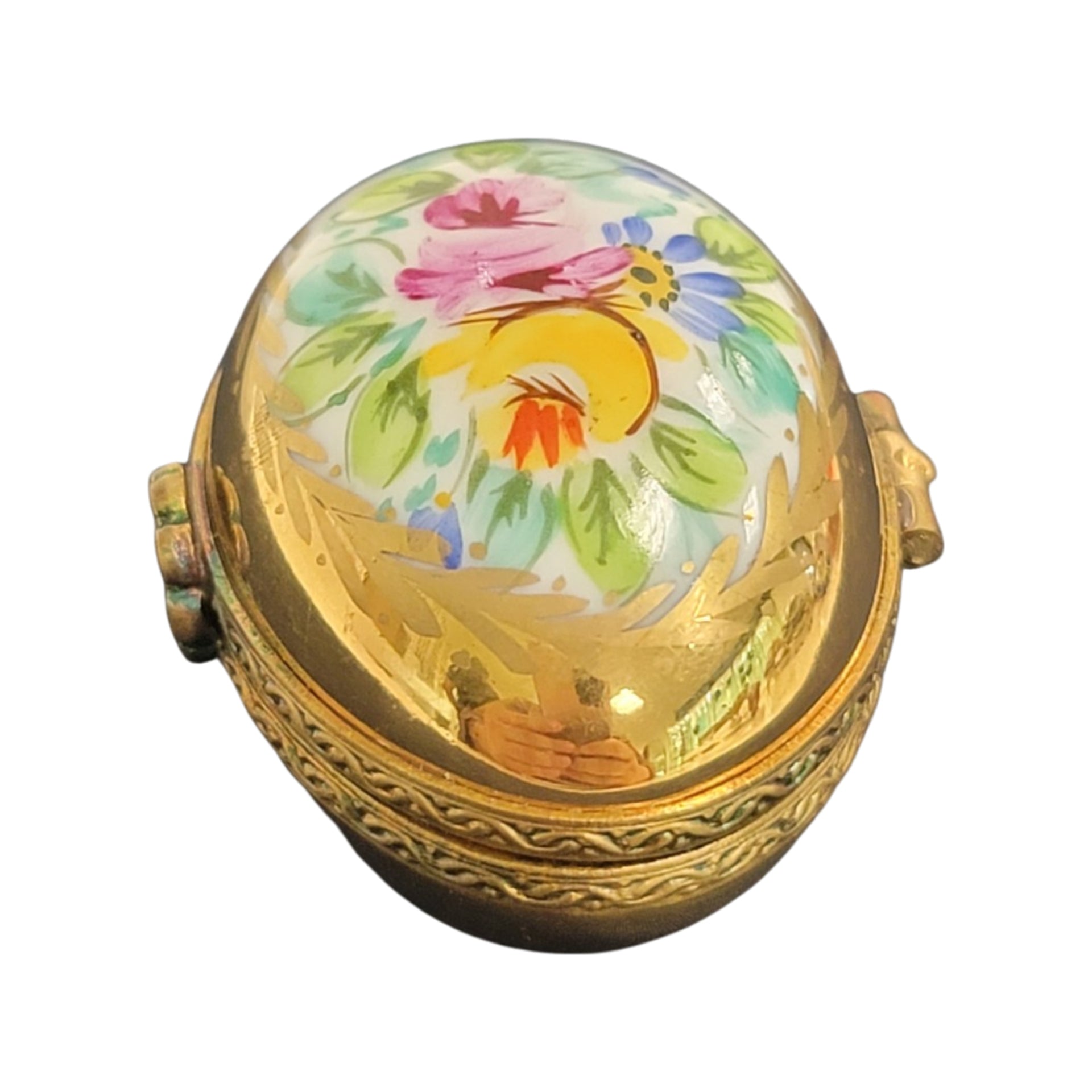 Gold Floral Elegance Egg Porcelain Limoges egg LIMOGES BOXES French Trinket Box