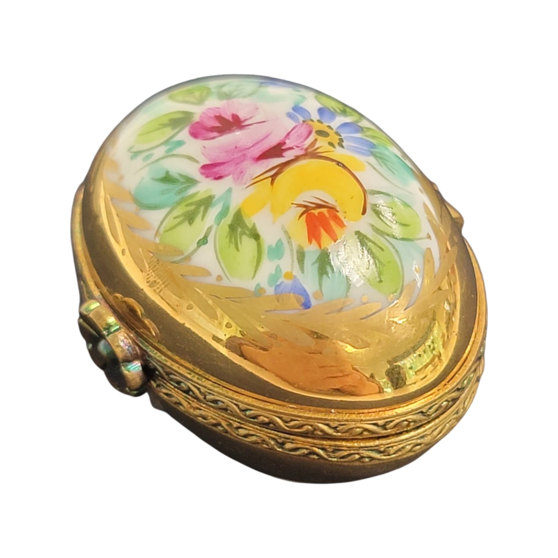 Gold Floral Elegance Egg Porcelain Limoges egg LIMOGES BOXES French Trinket Box