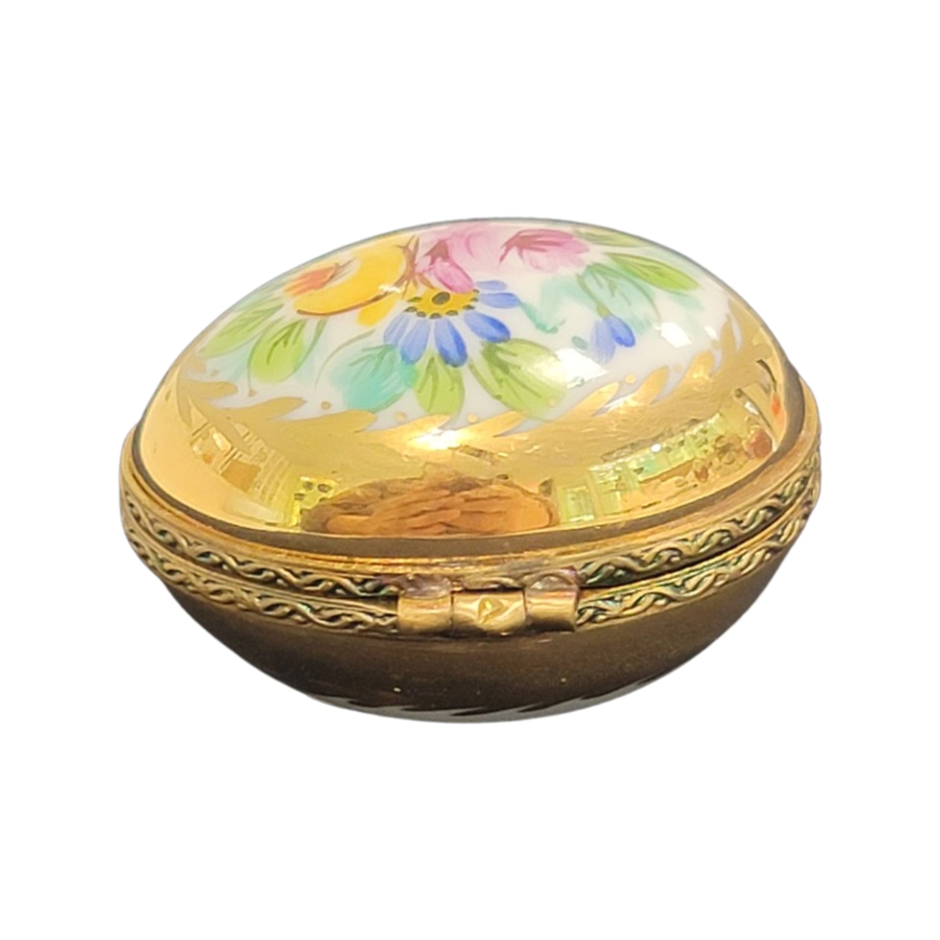 Gold Floral Elegance Egg Porcelain Limoges egg LIMOGES BOXES French Trinket Box