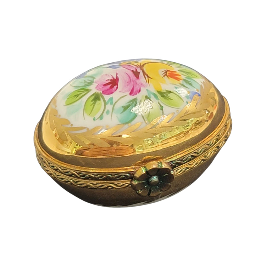 Gold Floral Elegance Egg Porcelain Limoges egg LIMOGES BOXES French Trinket Box