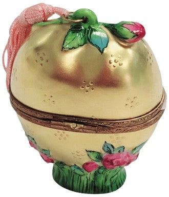 Gold Heart Rose Perfume Bottle Porcelain Limoges heart perfume French Trinket Box