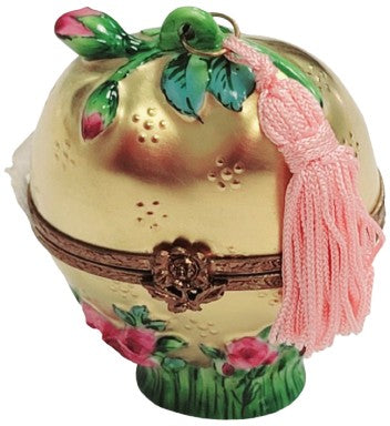 Gold Heart Rose Perfume Bottle Porcelain Limoges heart perfume French Trinket Box