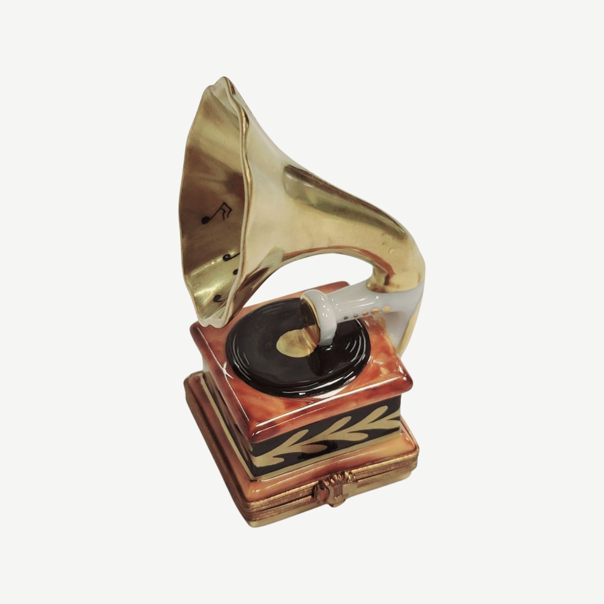Gold Victrola Record Player Figurine Porcelain Limoges music LIMOGES BOXES French Trinket Box