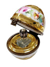 Gold White Floral Limoges Egg Porcelain Limoges perfume egg French Trinket Box