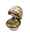 Gold White Floral Limoges Egg Porcelain Limoges perfume egg French Trinket Box