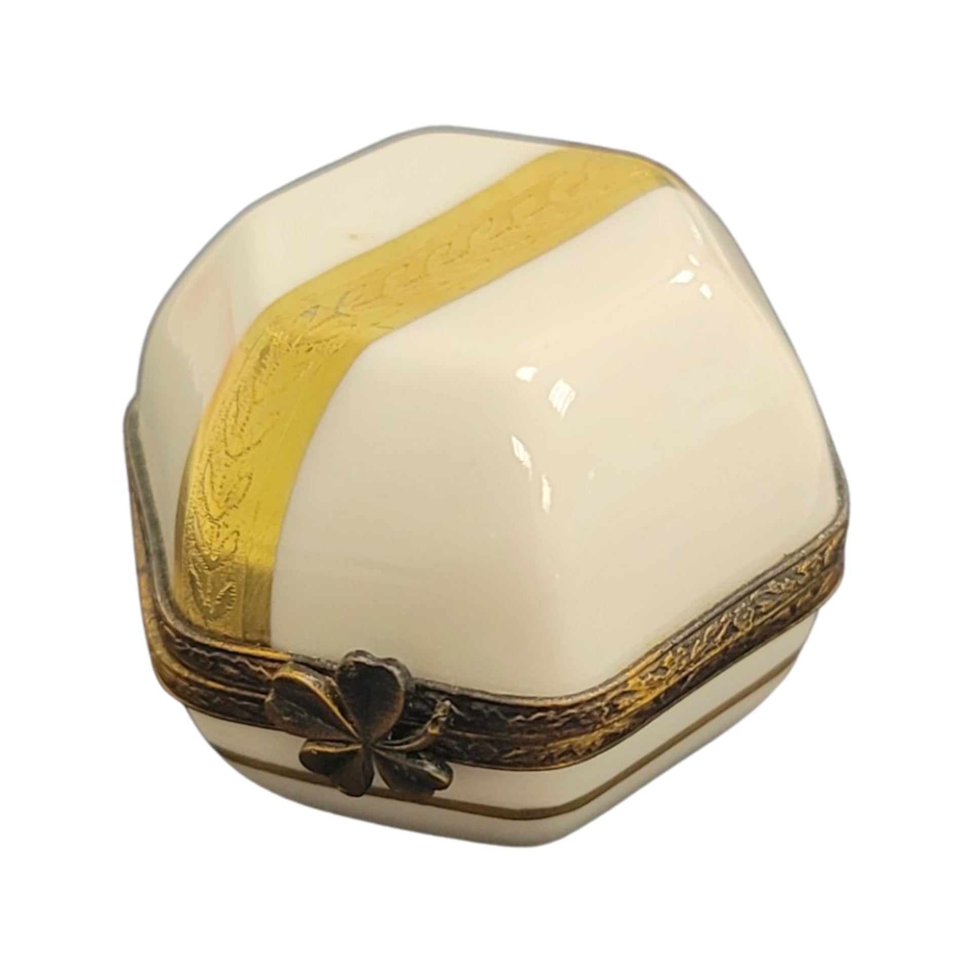 Gold White Hexagon Limoges Box Porcelain Limoges LIMOGES BOXES traditional French Trinket Box