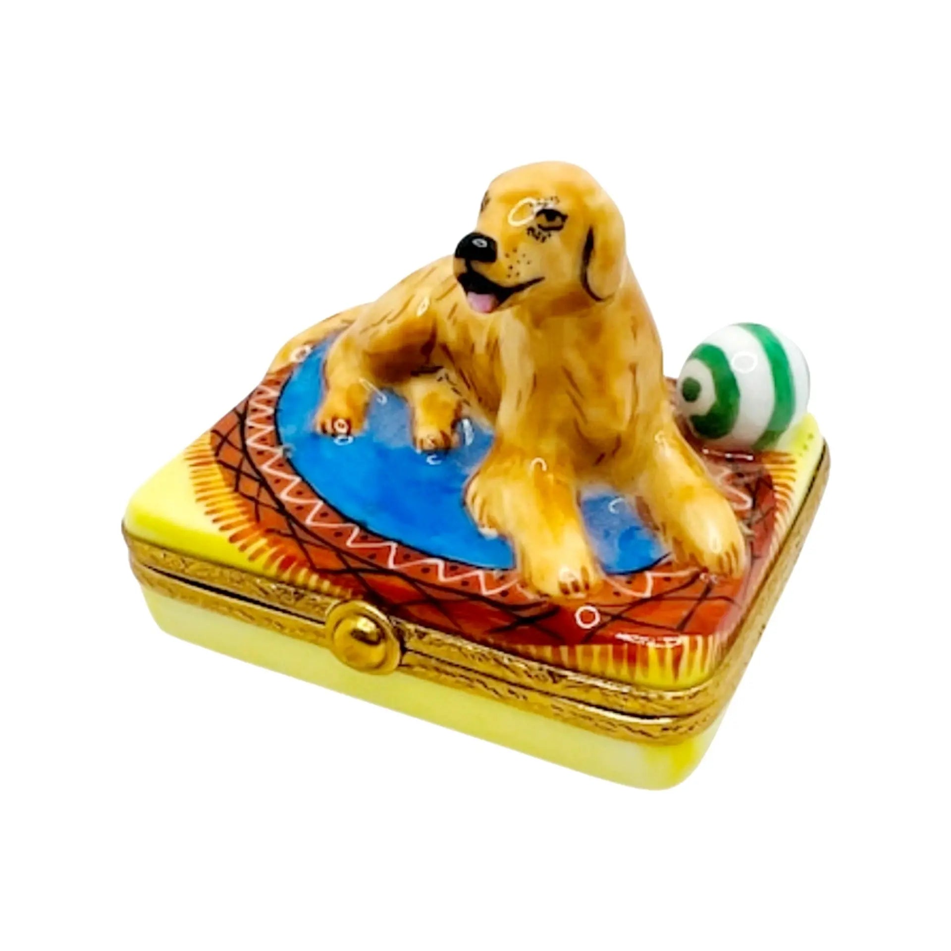 Golden Retriever Dog Porcelain Limoges dog dogs French Trinket Box