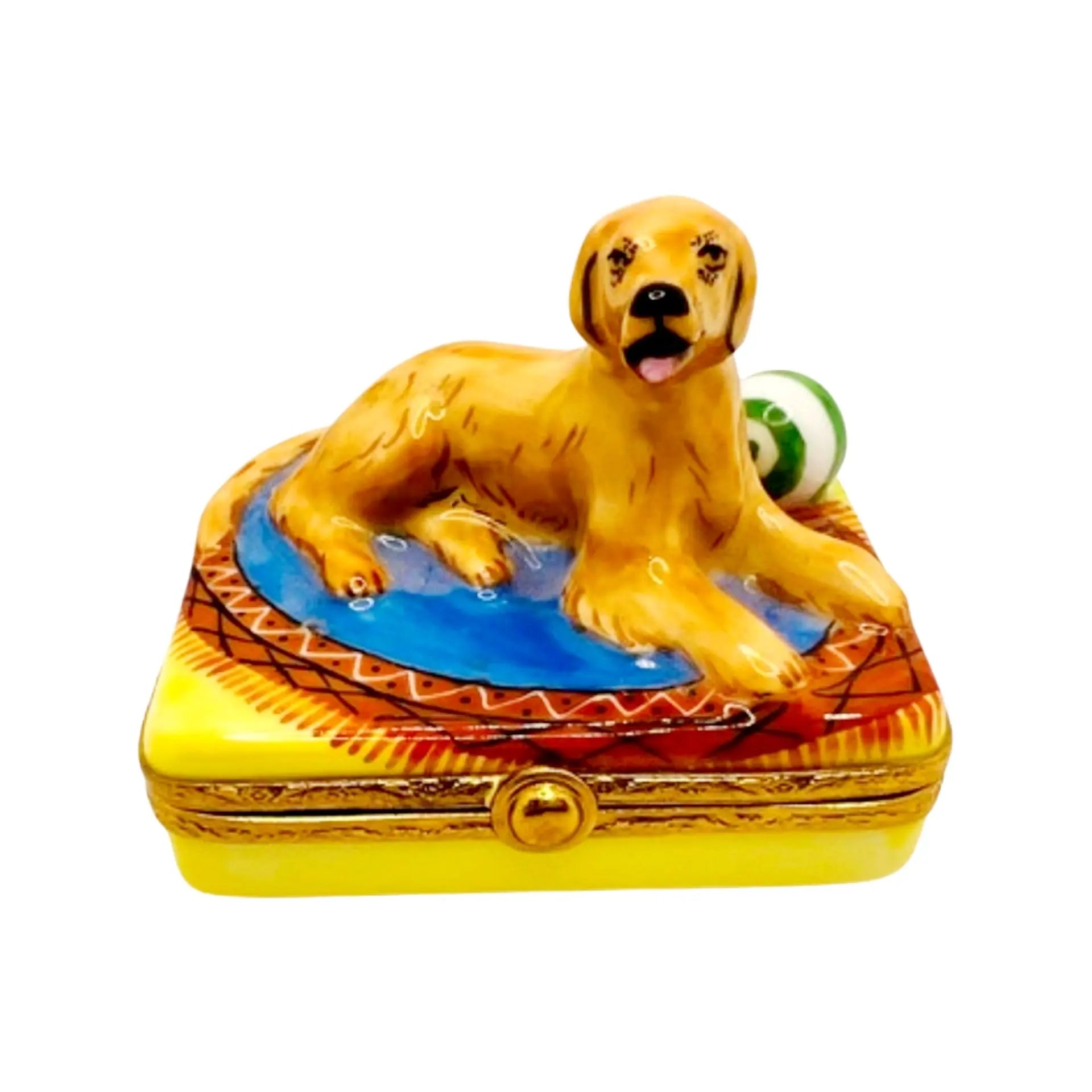 Golden Retriever Dog Porcelain Limoges dog dogs French Trinket Box