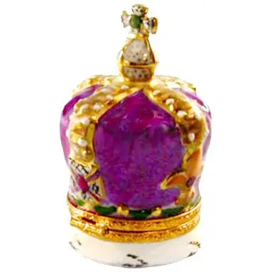 Golden Royal Crown Porcelain Limoges Travel Hats French Trinket Box