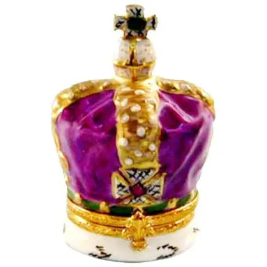 Golden Royal Crown Porcelain Limoges Travel Hats French Trinket Box