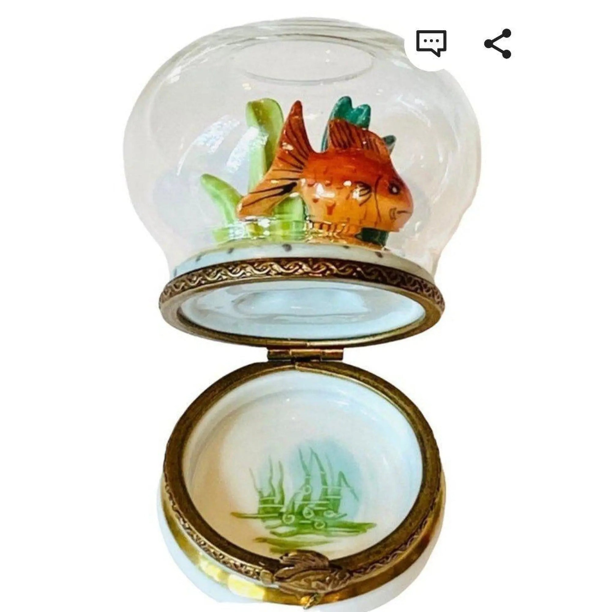 Goldfish Paradise Limoges Box Porcelain Limoges fish limoge box French Trinket Box