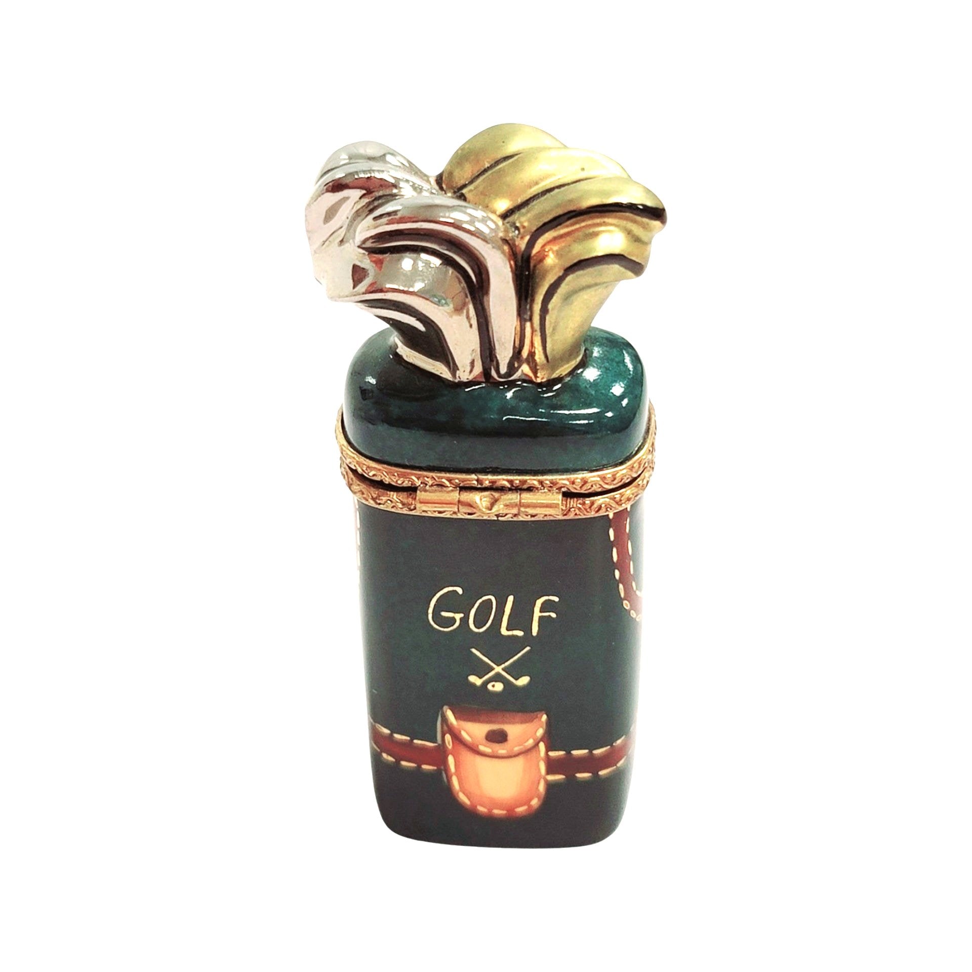 Golf Bag Clubs Limoges Box Porcelain Limoges sports golf limoges box French Trinket Box