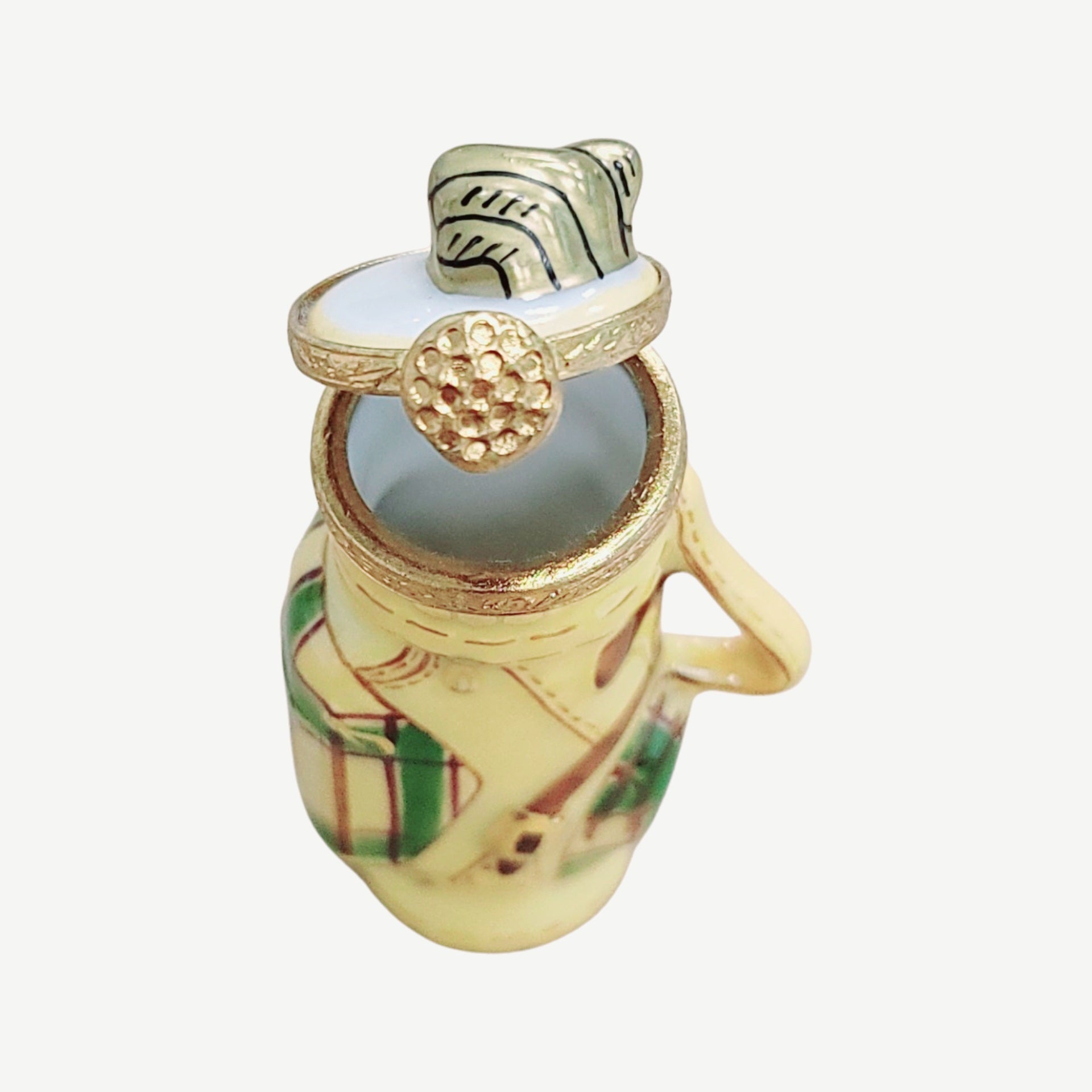 Hand-Painted Golf Bag Figurine Porcelain Limoges sports golf limoges box French Trinket Box