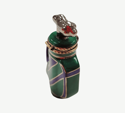 Golf Bag With Clubs Limoges Box Porcelain Limoges sports golf limoges box French Trinket Box