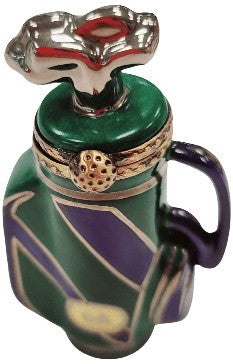 Golf Bag With Clubs Limoges Box Porcelain Limoges sports golf limoges box French Trinket Box