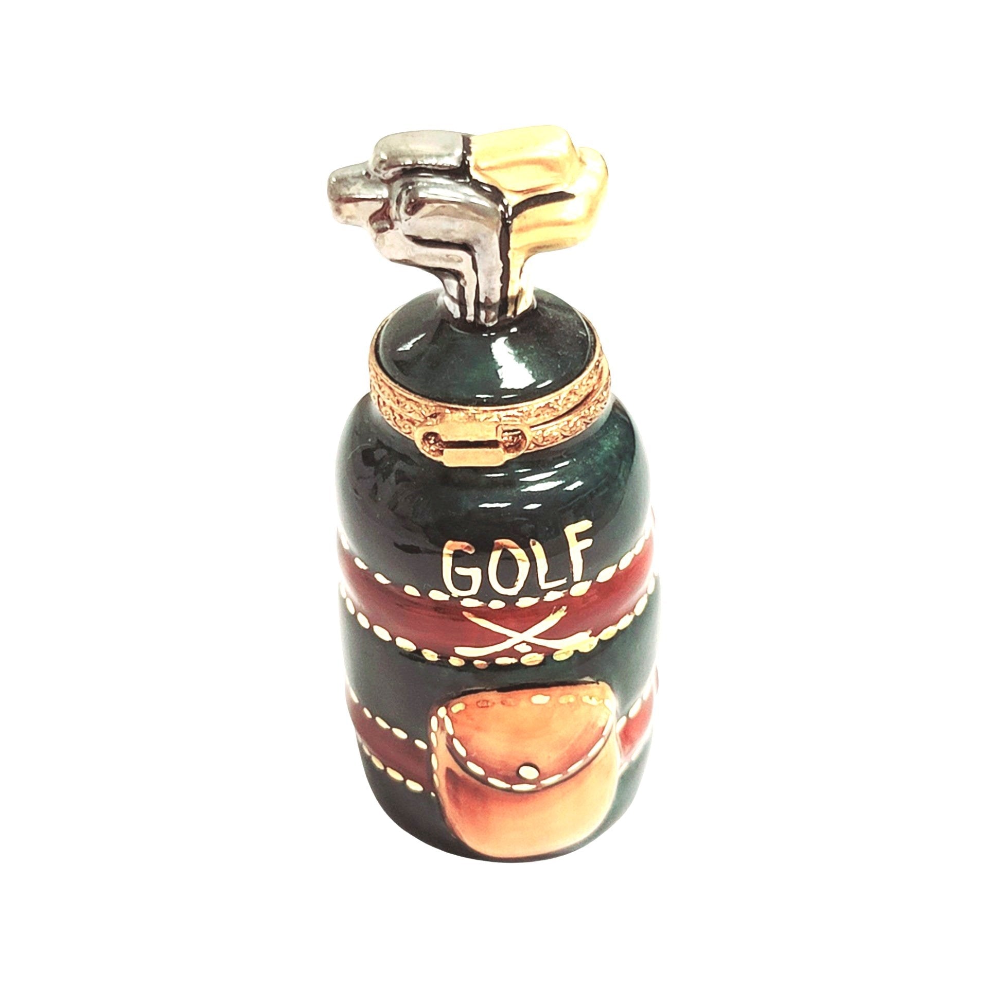 Golf Bag with Clubs Limoges Box Porcelain Limoges sports golf limoges box French Trinket Box