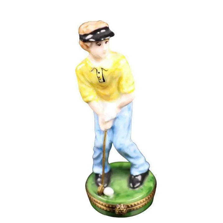 Golfer Putter Porcelain Limoges Sports French Trinket Box