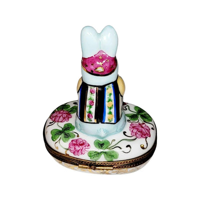 Good Luck Blue Rabbit Figurine Porcelain Limoges special French Trinket Box