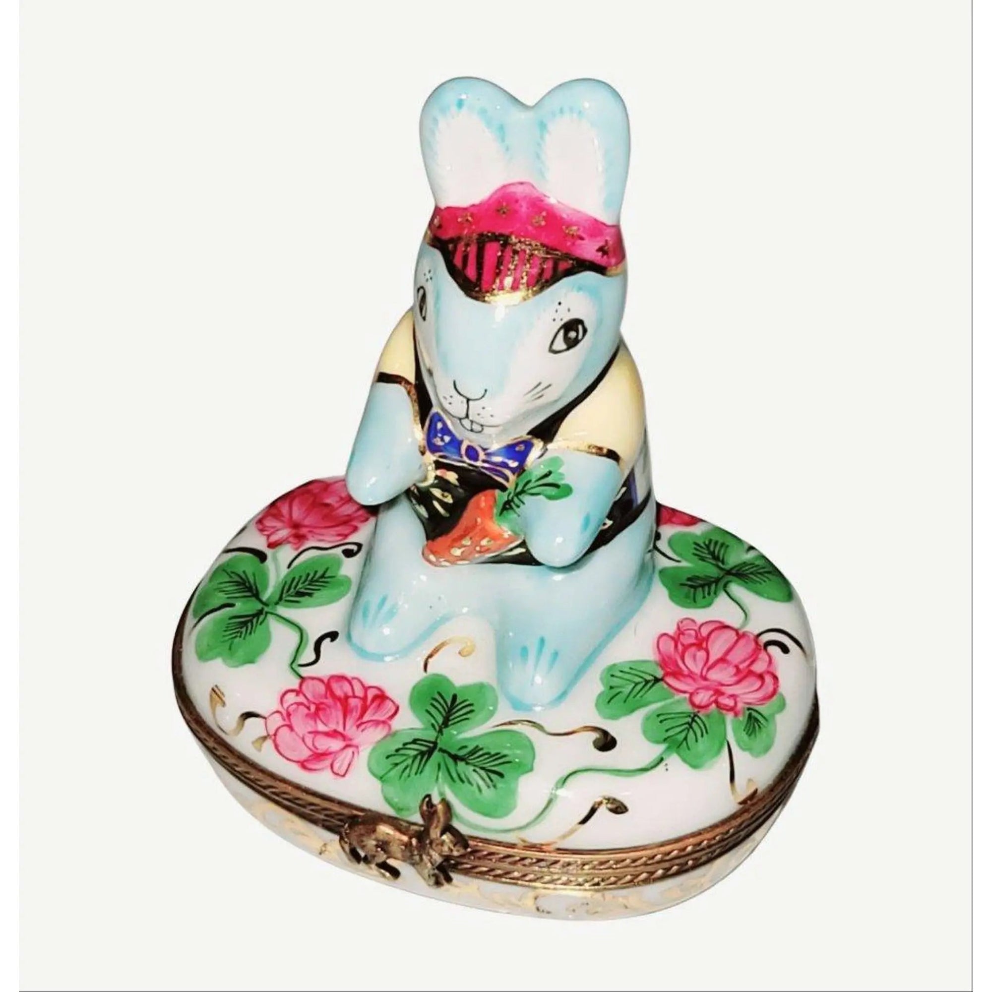 Good Luck Blue Rabbit Figurine Porcelain Limoges special French Trinket Box