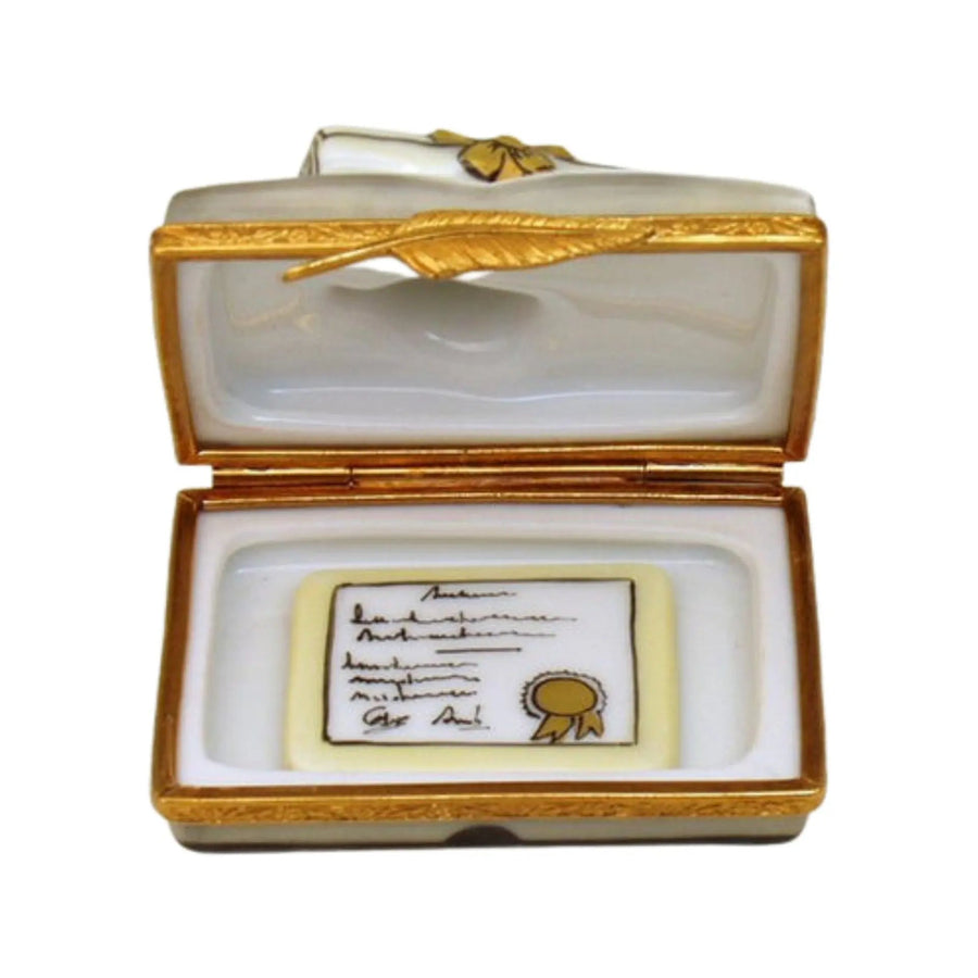 Graduation Book w Diplom Porcelain Limoges Graduation French Trinket Box
