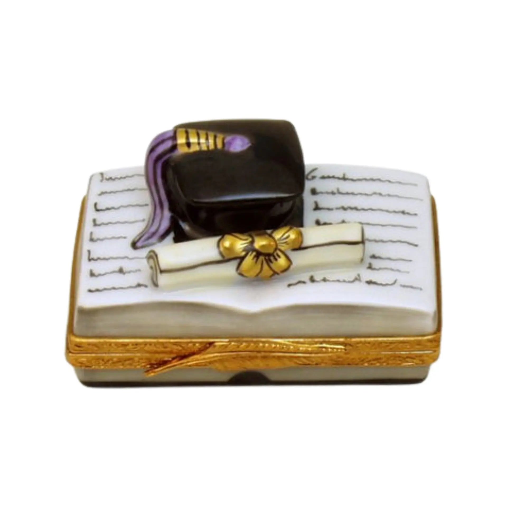 Graduation Book w Diplom Porcelain Limoges Graduation French Trinket Box