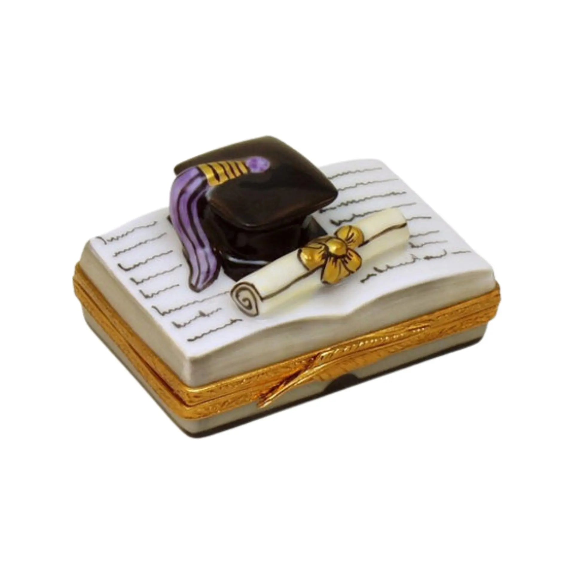 Graduation Book w Diplom Porcelain Limoges Graduation French Trinket Box