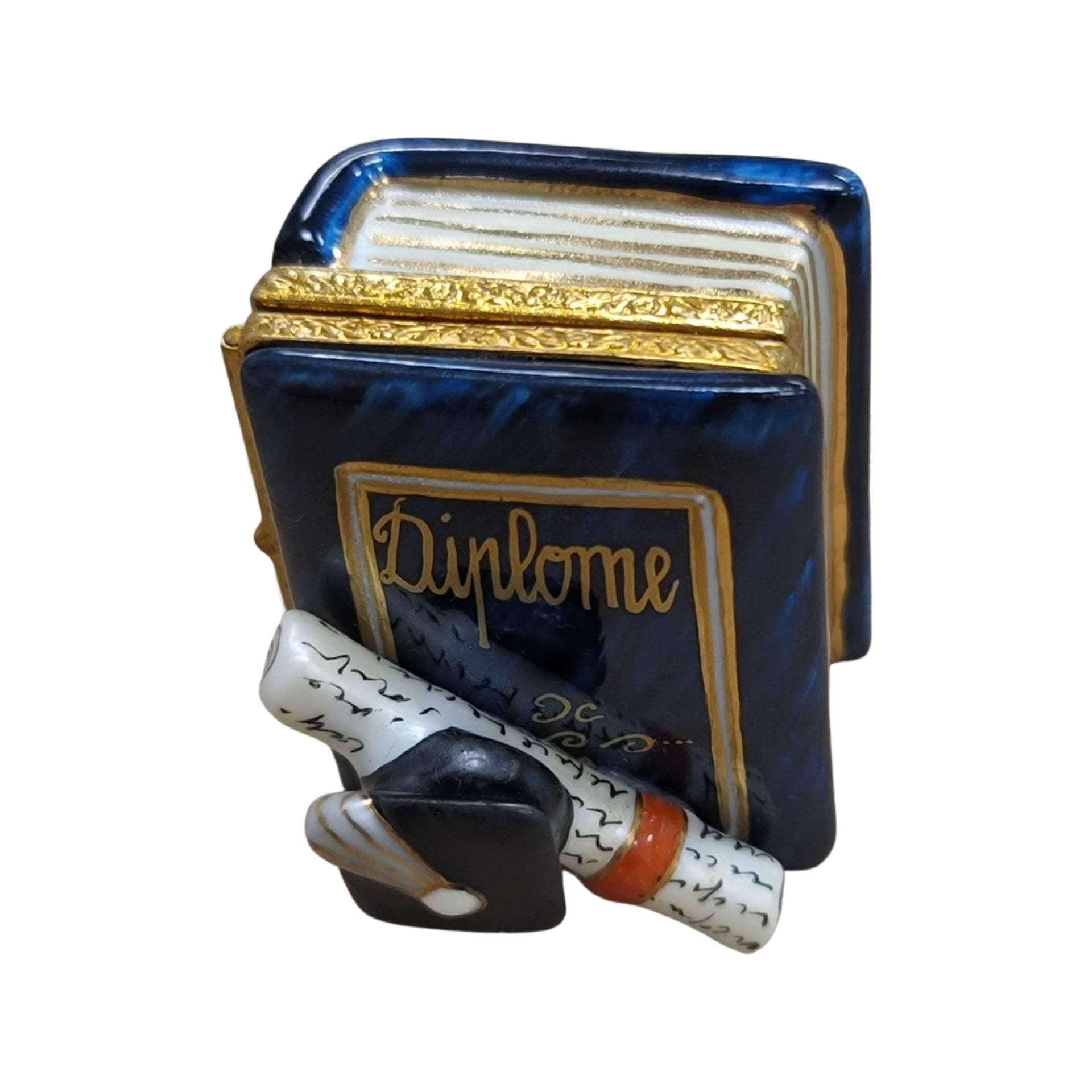 Graduation Cap Diploma Treasure Porcelain Limoges professional graduation French Trinket Box