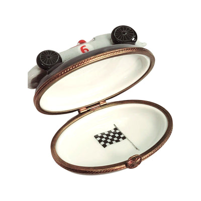 Grand Prix Race Car Box Porcelain Limoges vehicle French Trinket Box