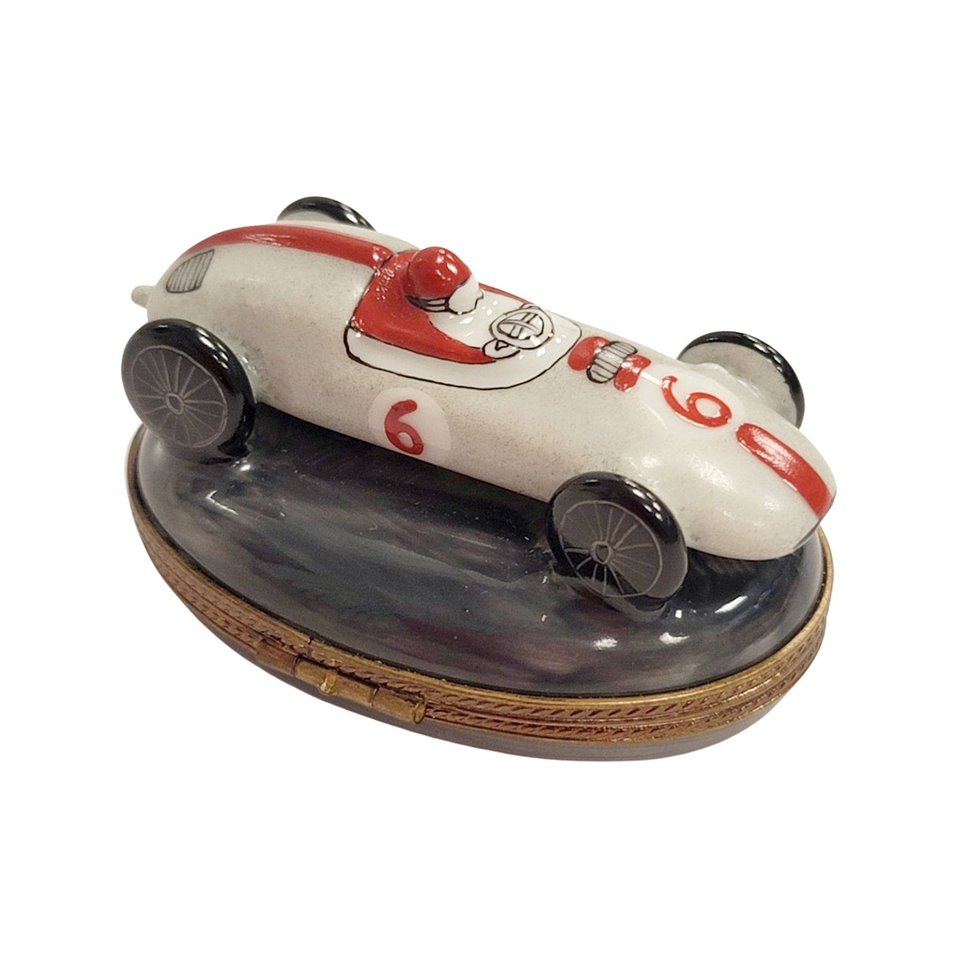 Grand Prix Race Car Box Porcelain Limoges vehicle French Trinket Box