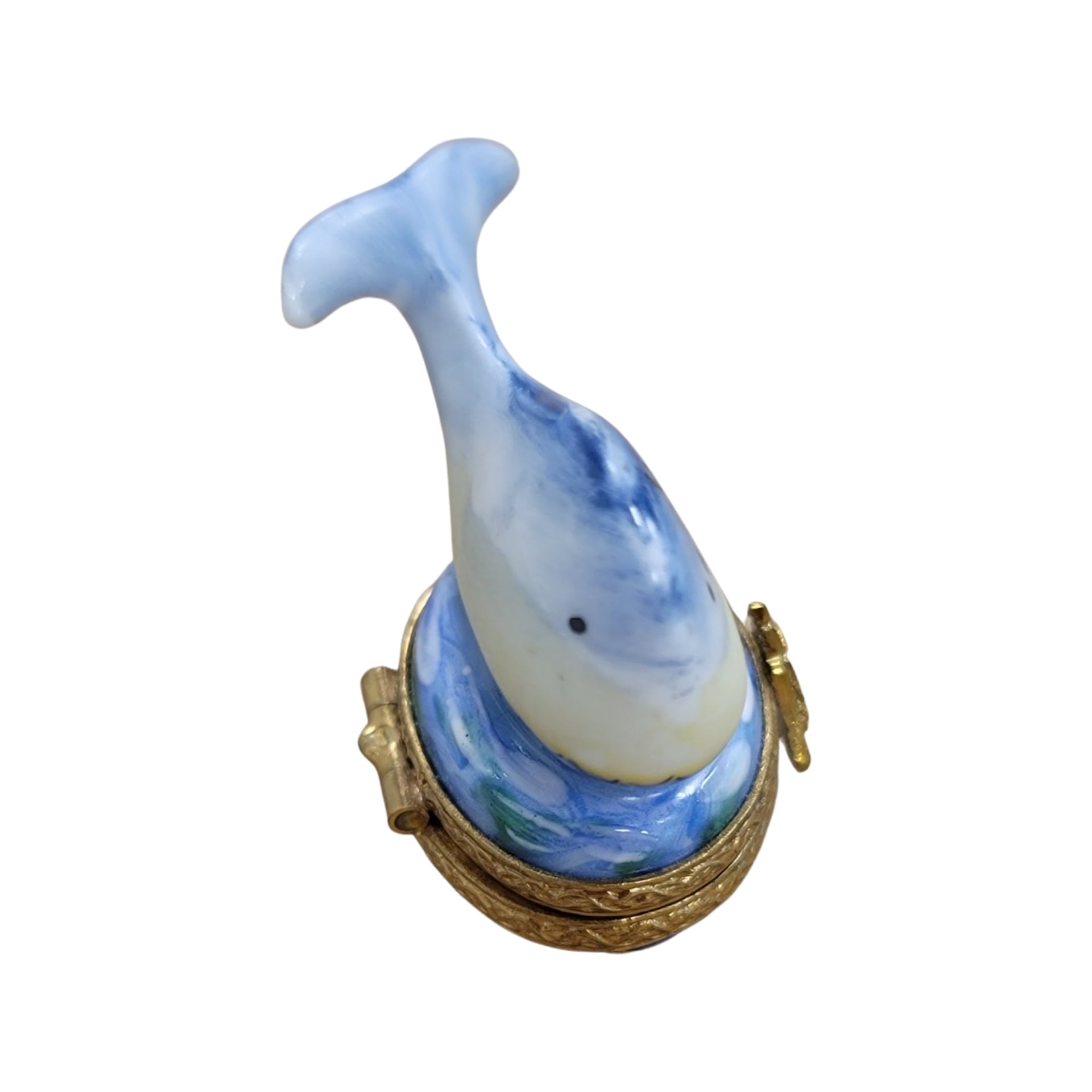 Gray Mini Whale Figurine Porcelain Limoges fish beach ocean French Trinket Box