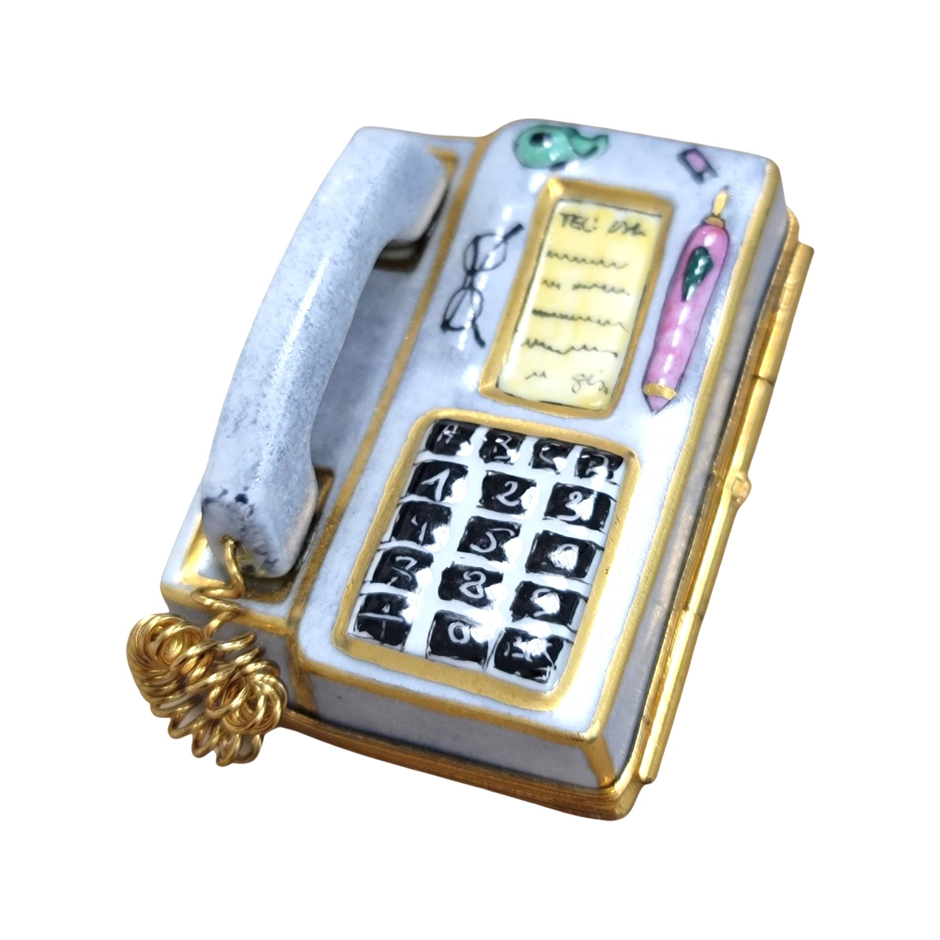 Gray Telephone Limoges Box Figurine Porcelain Limoges furniture French Trinket Box