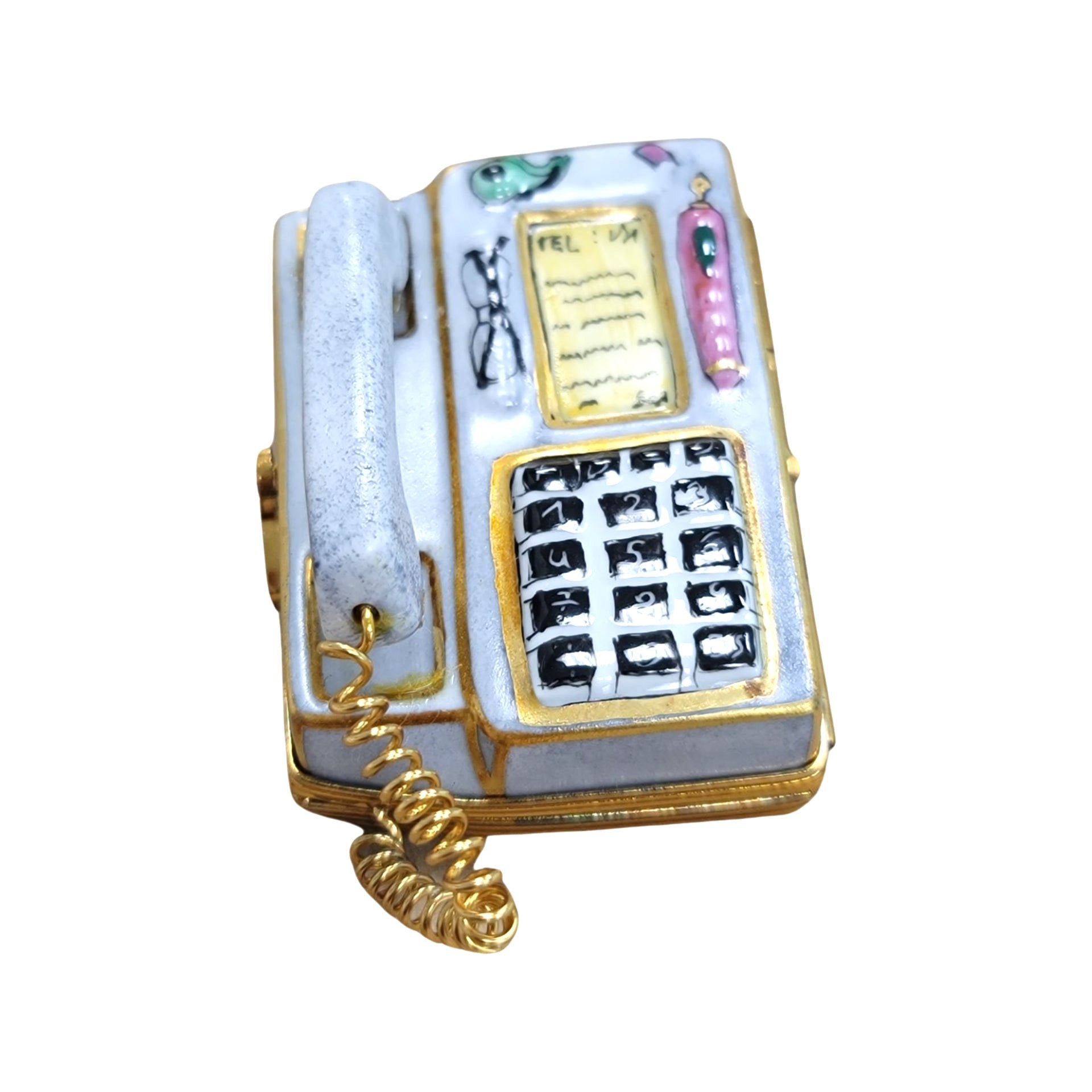 Gray Telephone Limoges Box Figurine Porcelain Limoges furniture French Trinket Box