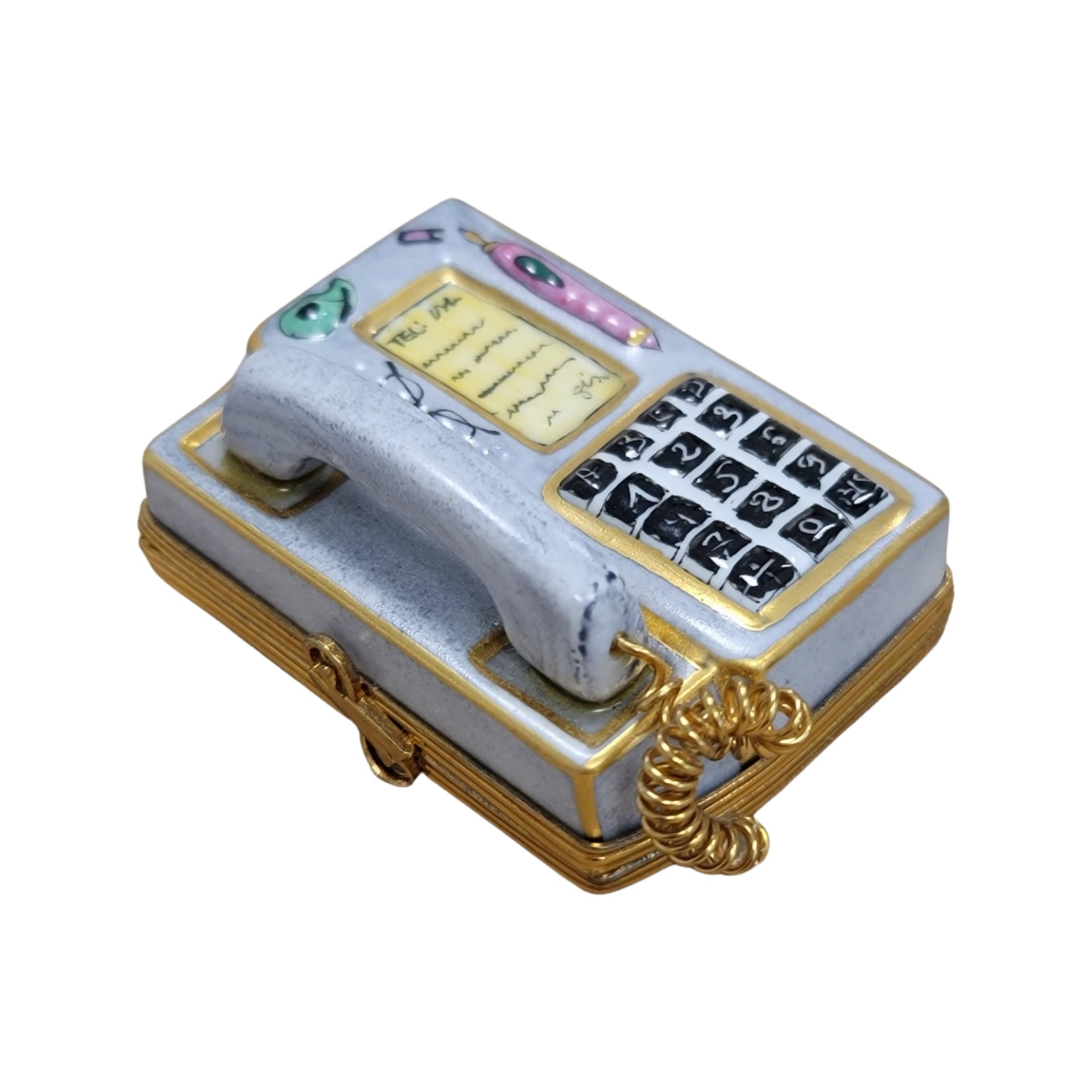 Gray Telephone Limoges Box Figurine Porcelain Limoges furniture French Trinket Box