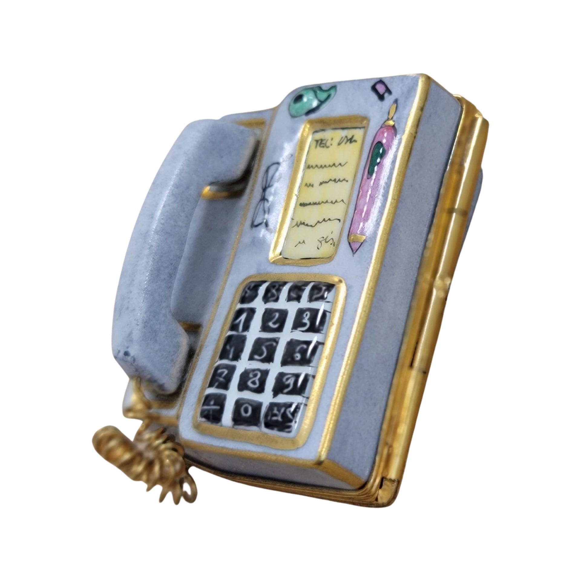 Gray Telephone Limoges Box Figurine Porcelain Limoges furniture French Trinket Box