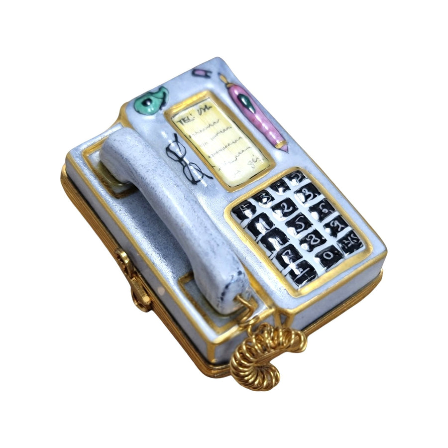 Gray Telephone Limoges Box Figurine Porcelain Limoges furniture French Trinket Box