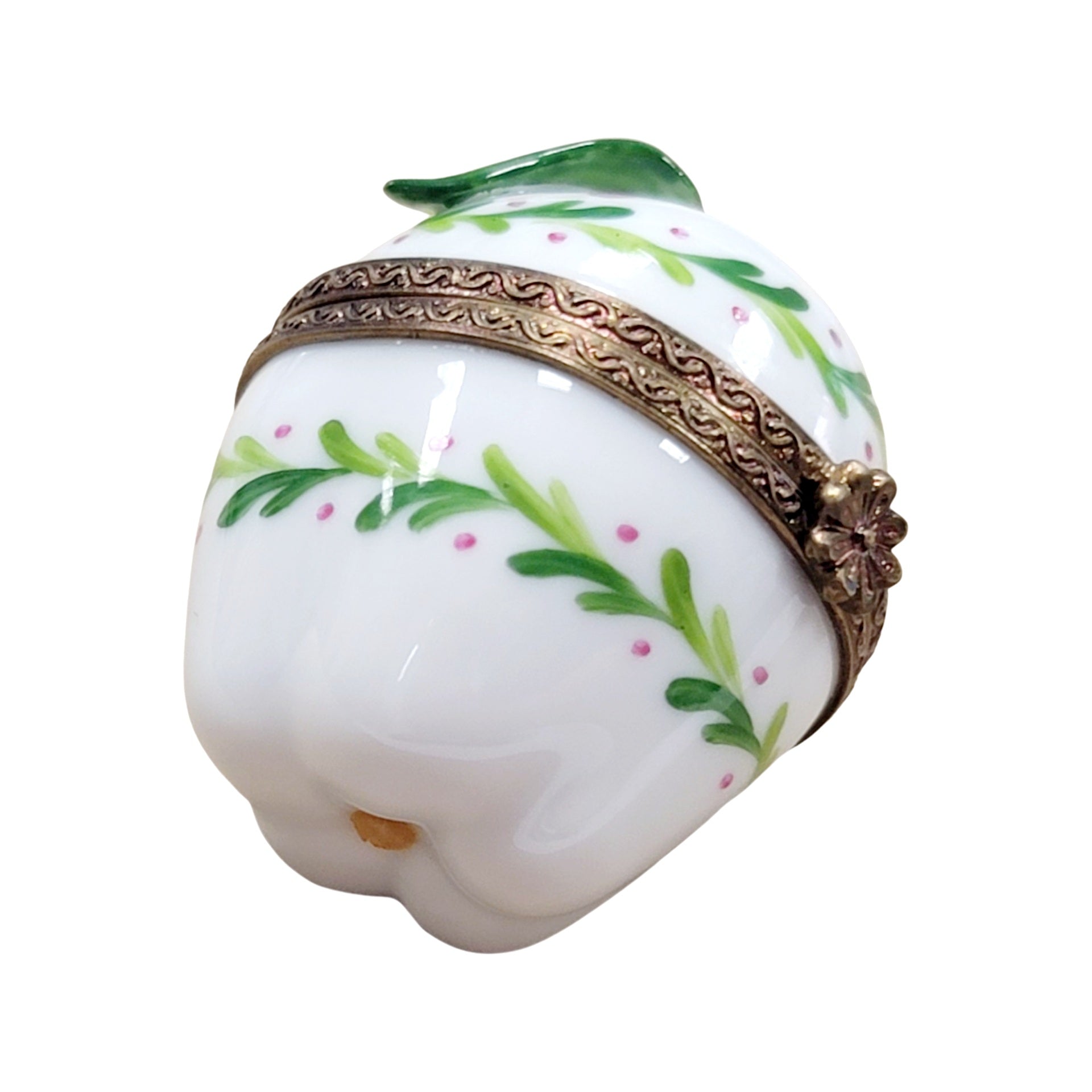 Green Apple Blossom Trinket Box Porcelain Limoges fruit vegetable French Trinket Box