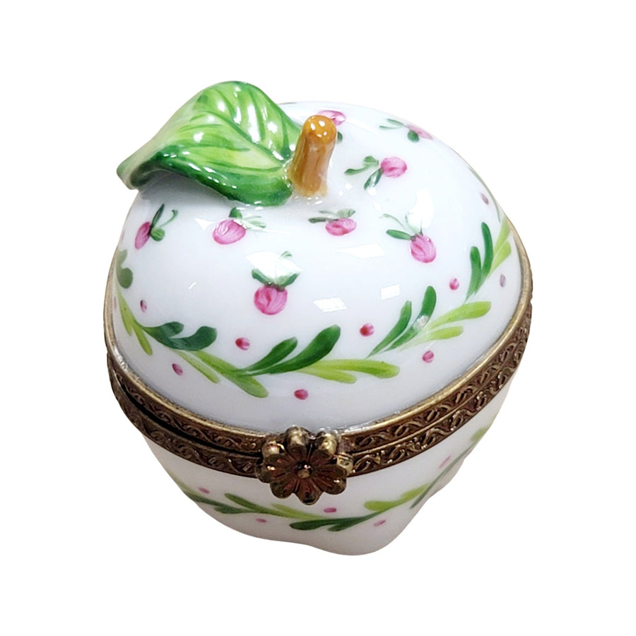 Green Apple Blossom Trinket Box Porcelain Limoges fruit vegetable French Trinket Box