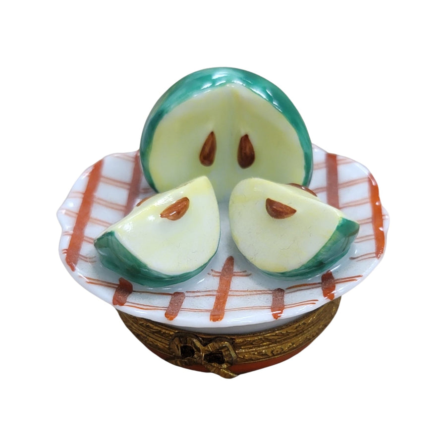 Elegant Green Apple Trinket Box Porcelain Limoges fruit vegetable French Trinket Box