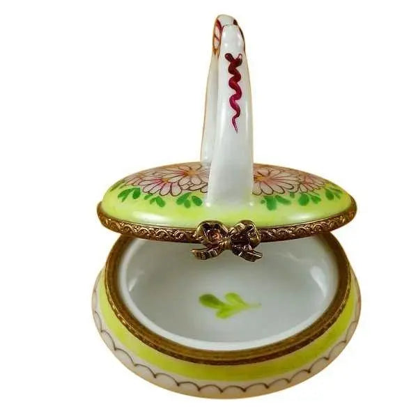 Green Basket Limoges box, hand-painted porcelain made in France