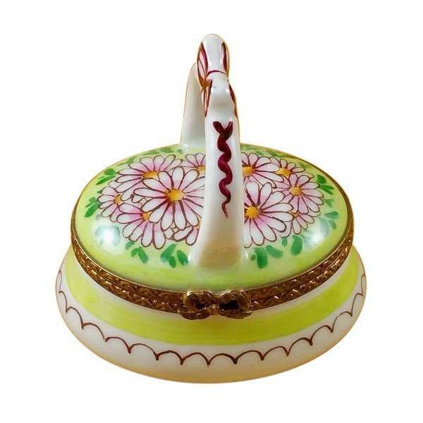 Green Basket with Handle limoges box Porcelain Limoges French Trinket Box