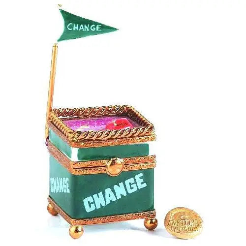 Green Change Cart ( Retired - Last Ones ) Porcelain Limoges Games French Trinket Box