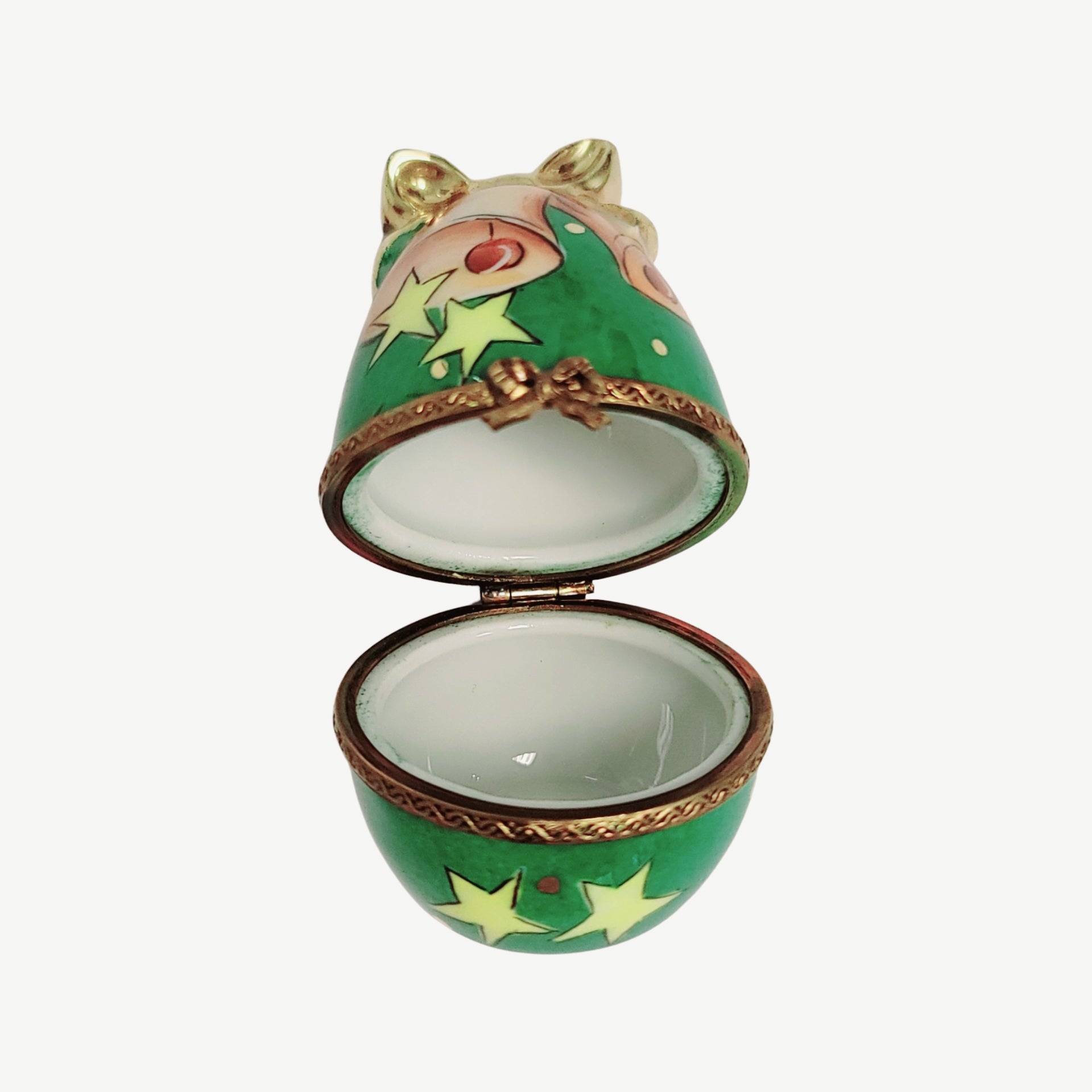 Green Egg Golden Bell Box Porcelain Limoges egg LIMOGES BOXES French Trinket Box