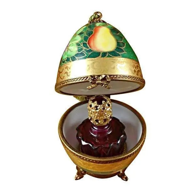 Green and Gold Egg Limoges box, hand-painted porcelain made in France