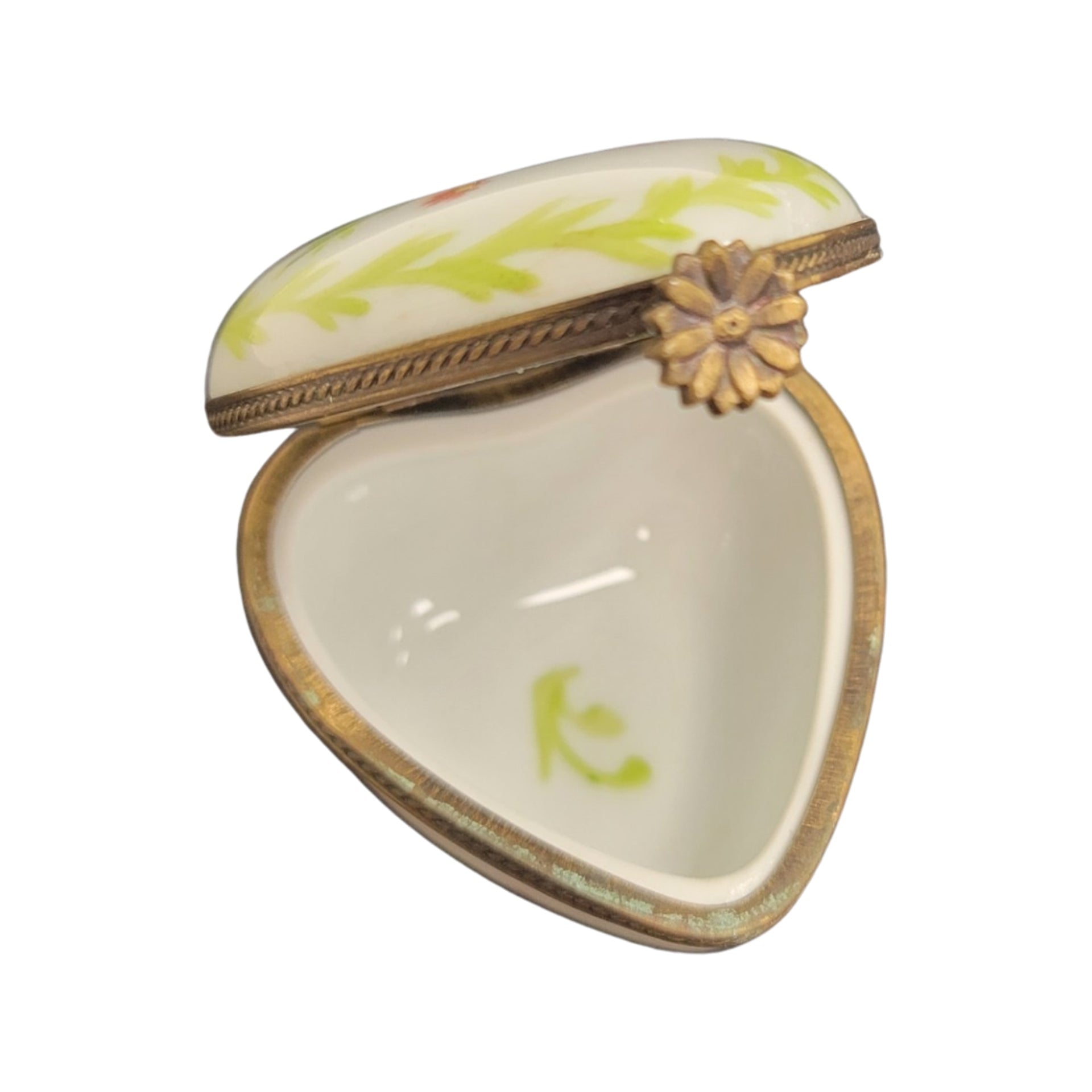 Green Heart Flower Box Porcelain Limoges hearts LIMOGES BOXES French Trinket Box