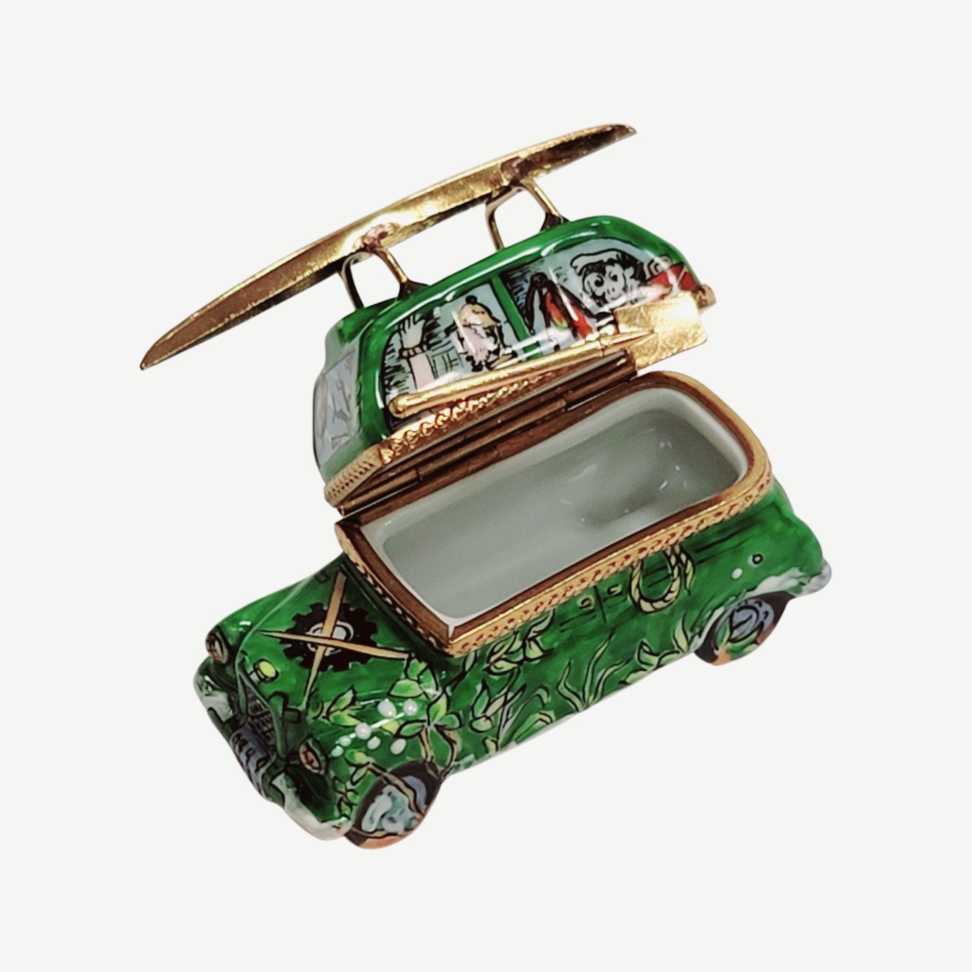 Green Kayak Adventure Limoges Box Porcelain Limoges vehicle sports French Trinket Box