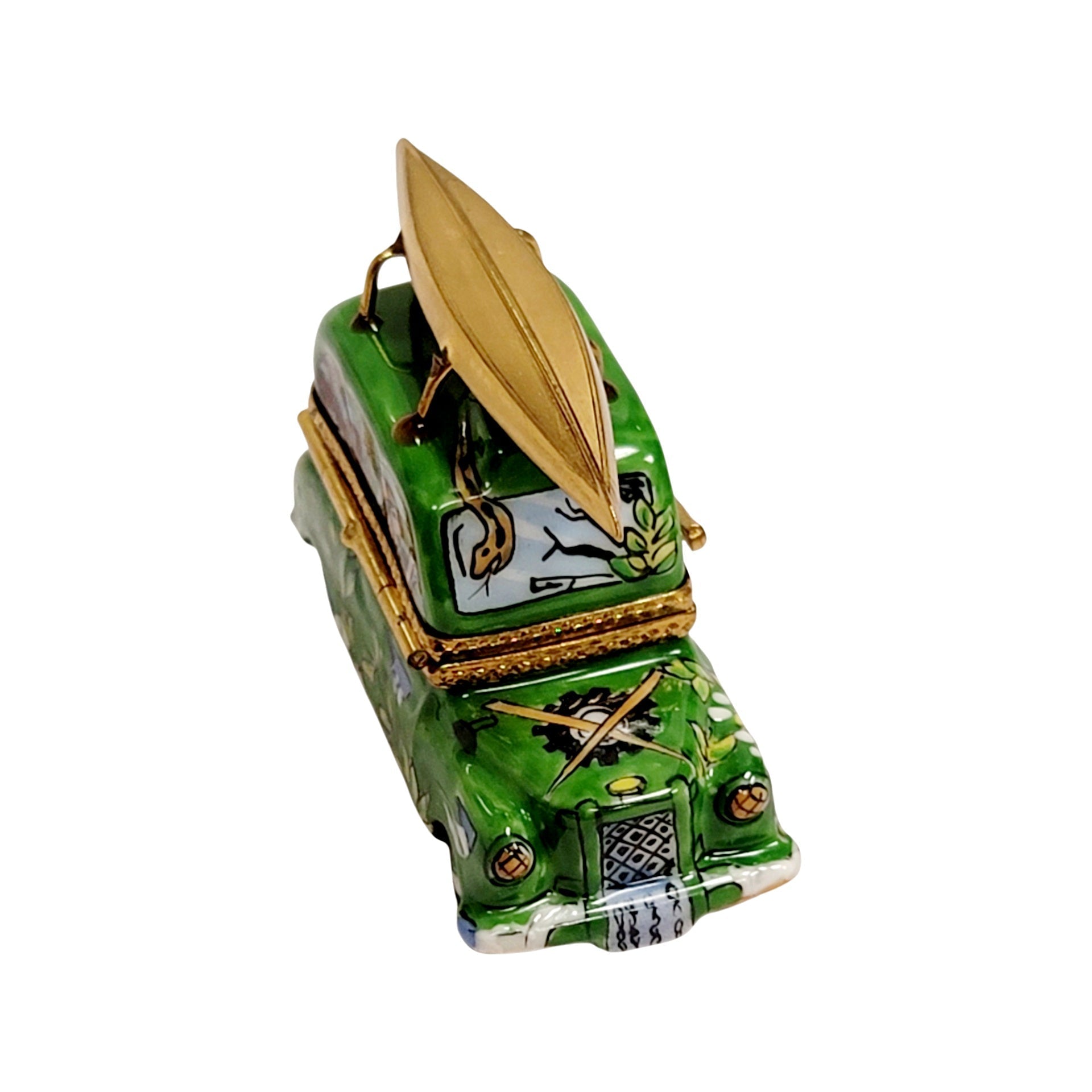 Green Kayak Adventure Limoges Box Porcelain Limoges vehicle sports French Trinket Box