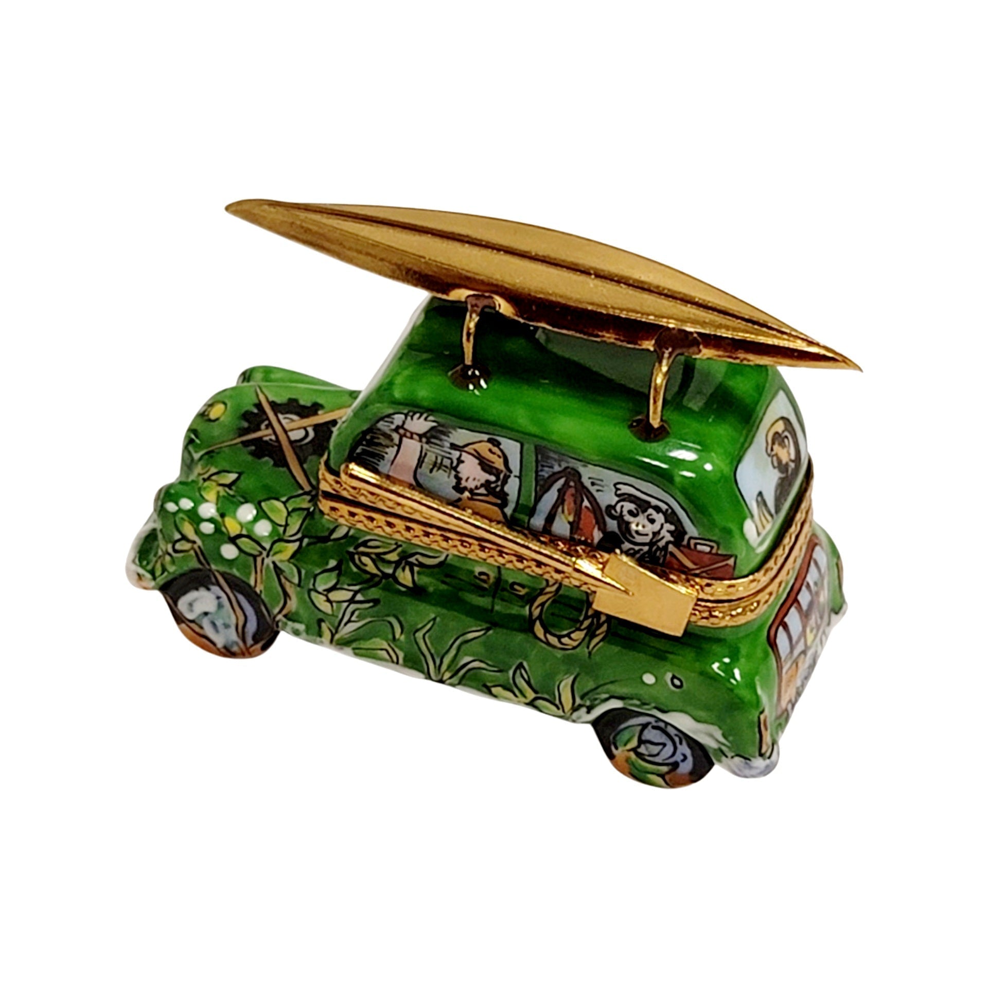 Green Kayak Adventure Limoges Box Porcelain Limoges vehicle sports French Trinket Box