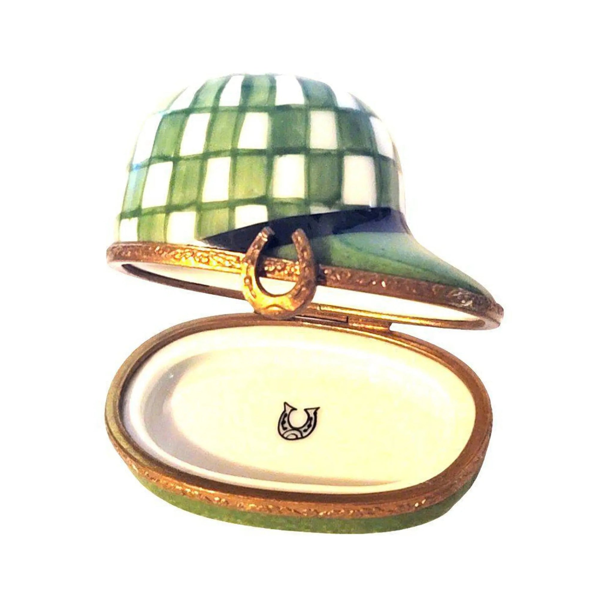 Green Limoges Derby Hat Porcelain Limoges hat sports French Trinket Box