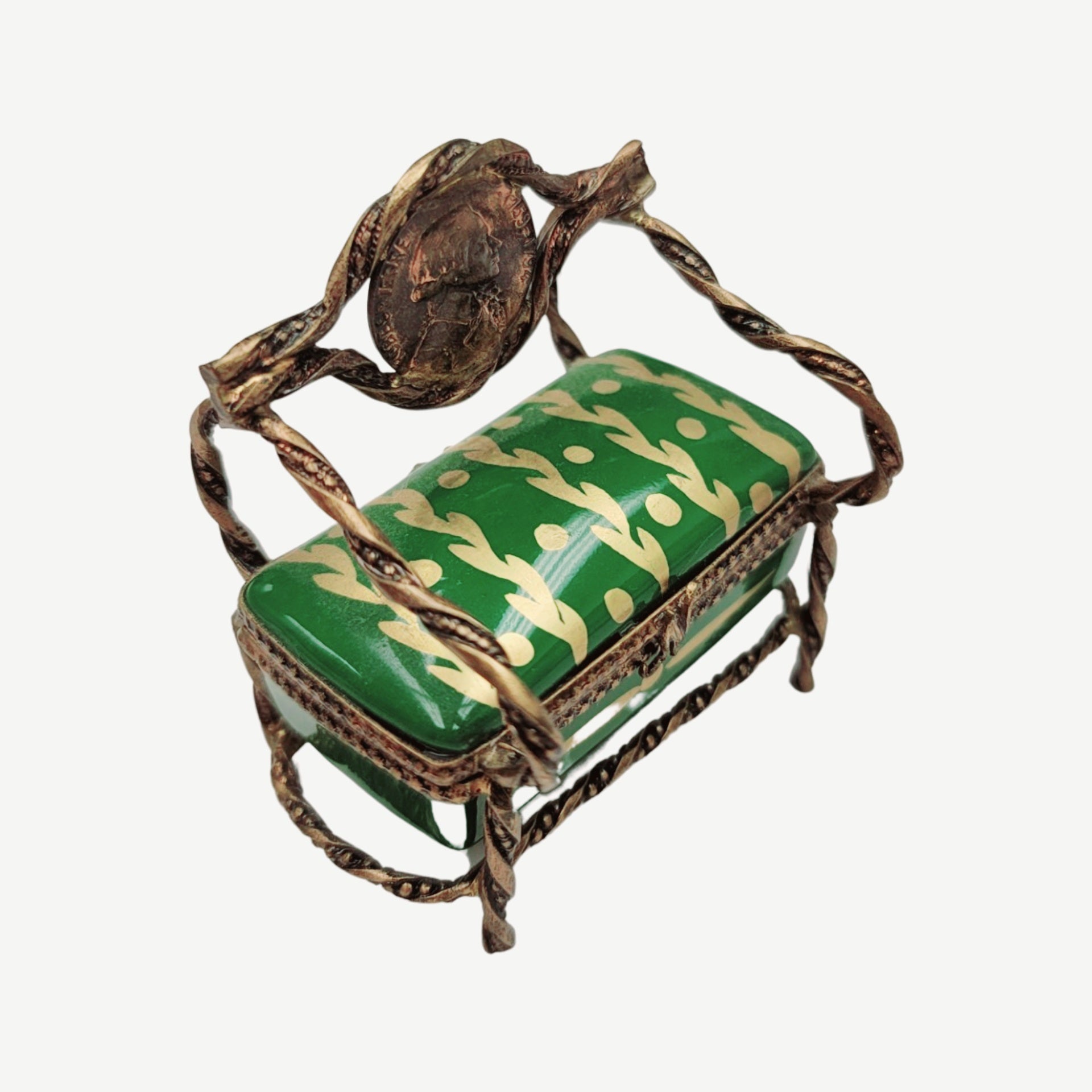 Green Love Seat Elegance Porcelain Limoges furniture French Trinket Box